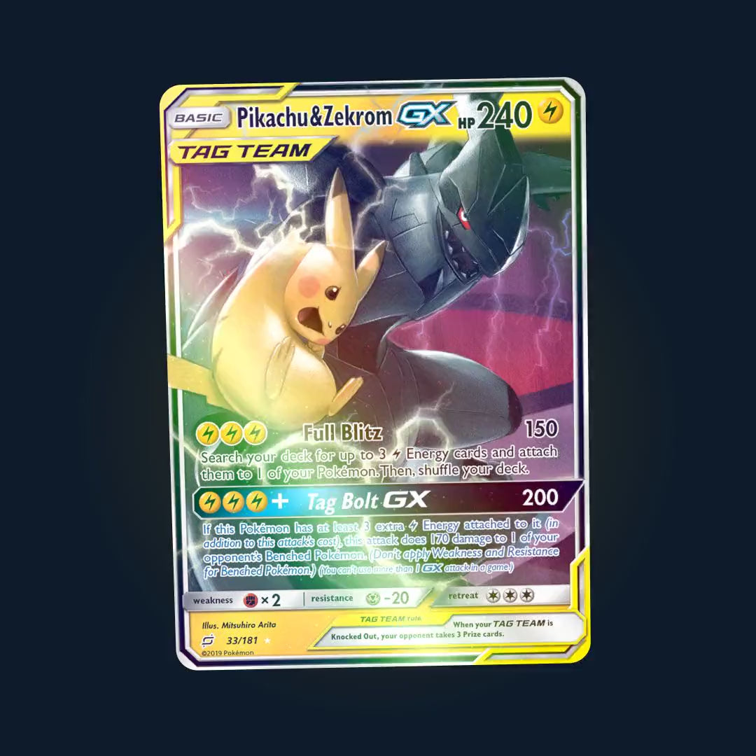 Pikachu & Zekrom GX 33/181 - vidéo holo